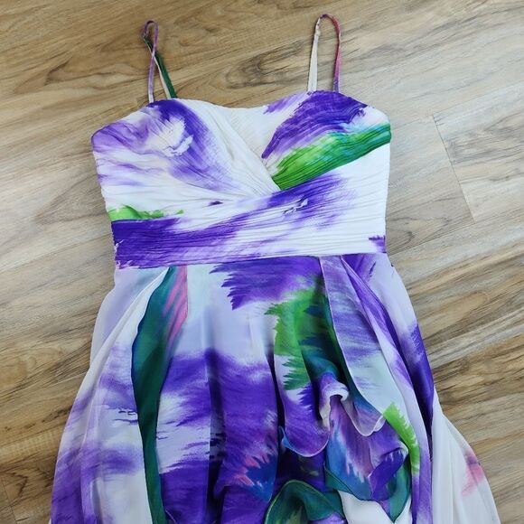 🔸️Dave & Johnny White, Purple, & Blue Floral Sleeveless Dress Size 13/14 - Picture 4 of 15